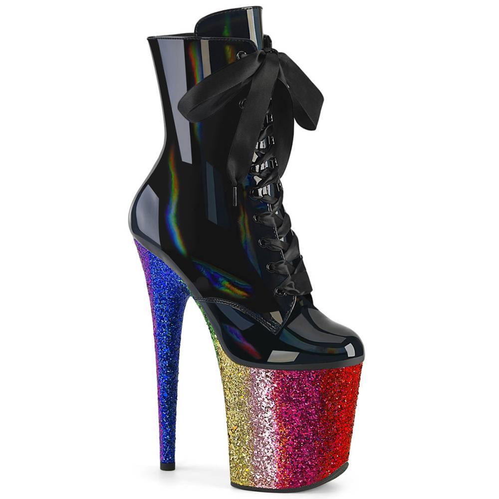 Pleaser - FLAMINGO1020HG Bottes de plateforme, Pole dance chaussures - Noir/Arc En Ciel Product image